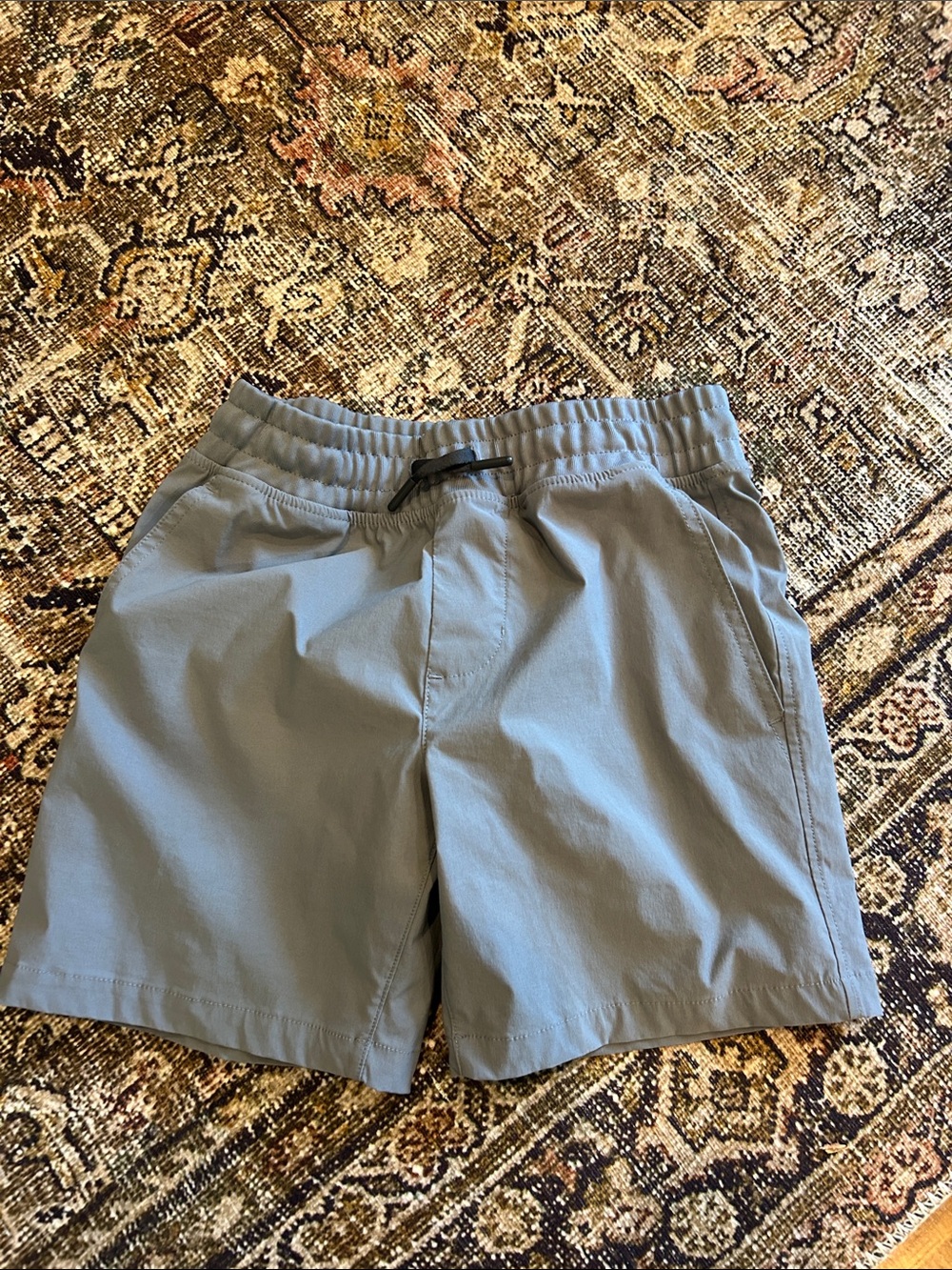 Gray Elastic Waist Shorts with Drawstring